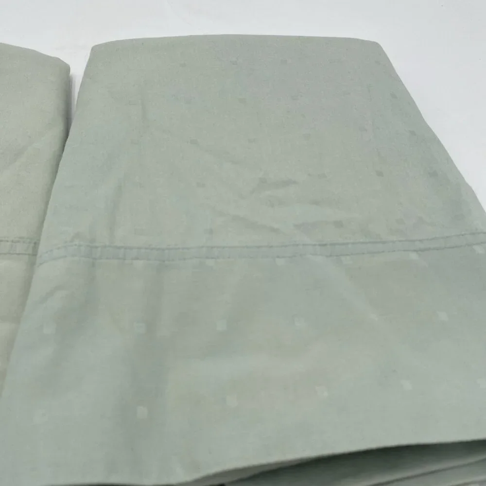 LAURA ASHLEY Mint Green KING pillowcases Set 2 Tone on Tone Dot Pillow Case